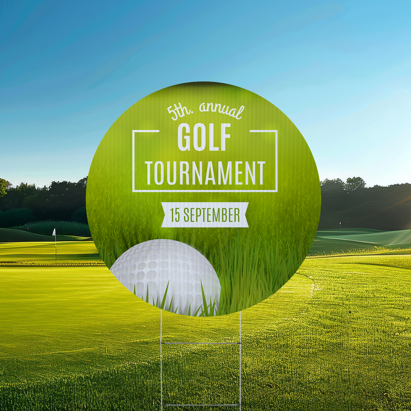 24" Round Golf Tee Sign