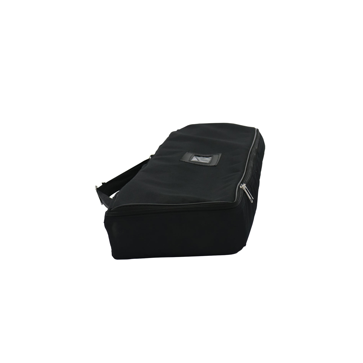 Aperture Retractable Banner Stand, black rectangular soft-sided bag or case with a shoulder strap, shown on a plain white background.