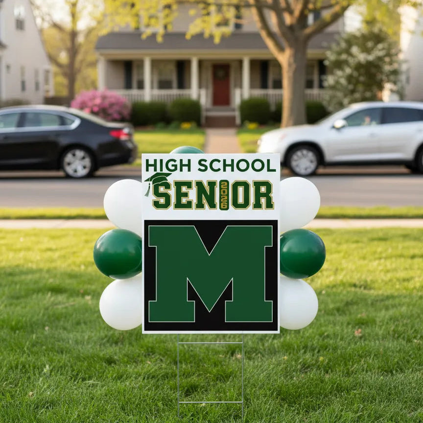 Custom Minnechaug Regional High School graduation lawn sign for Lincoln Stiles, Class of 2026.