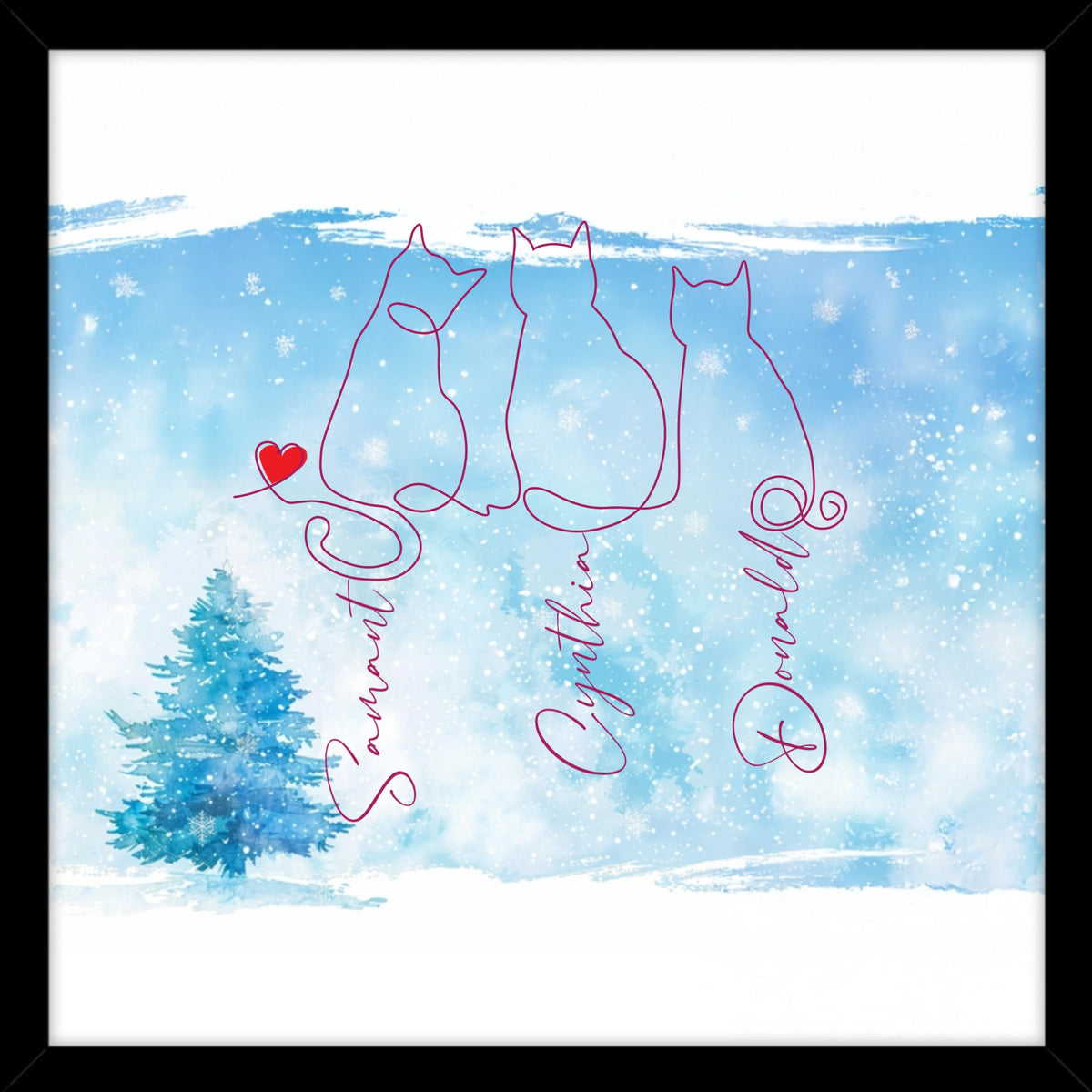 Purrsonalized Winter Love Framed Cat Print