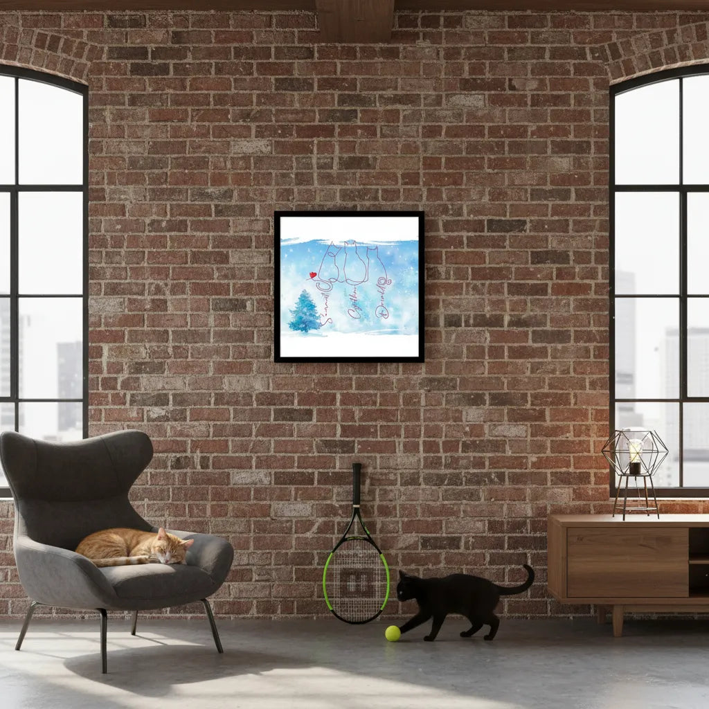 Purrsonalized Winter Love Framed Cat Print